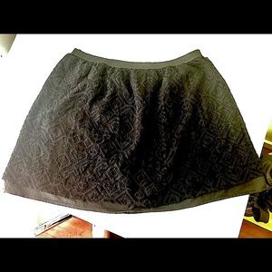 Madewell lace overlay mini skater skirt (black)